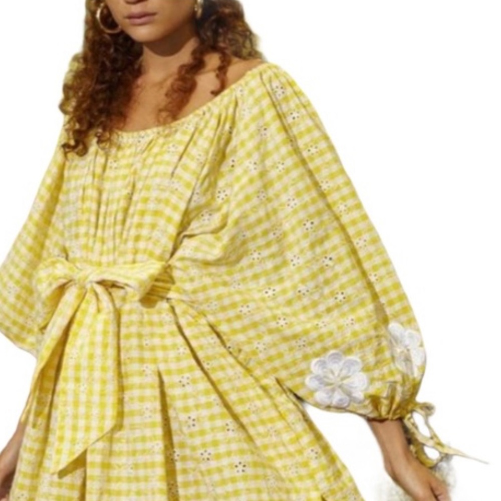 INNIKA CHOO FRIDA BURDS MINI SMOCK IN HONEYCOMB check. Size 1.